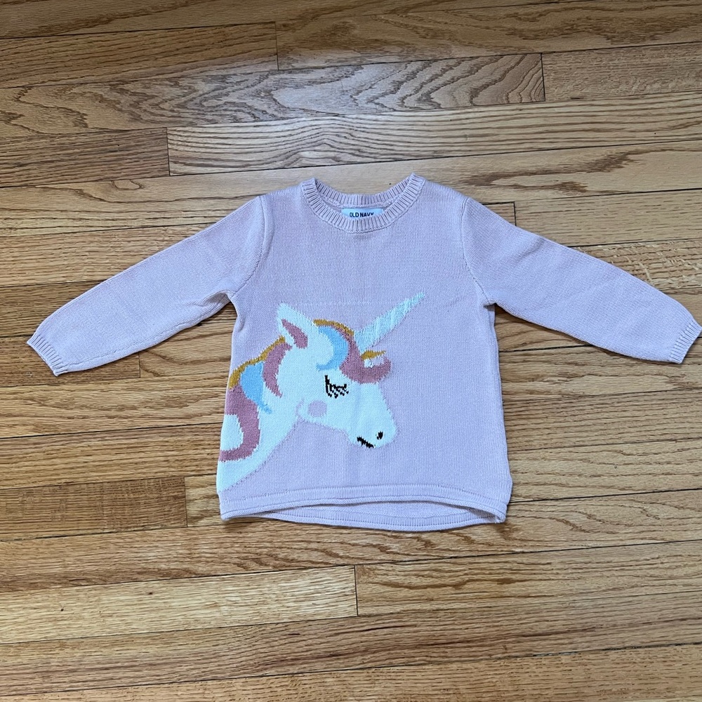 Pale pink unicorn sweater, Old Navy 3T VGUC